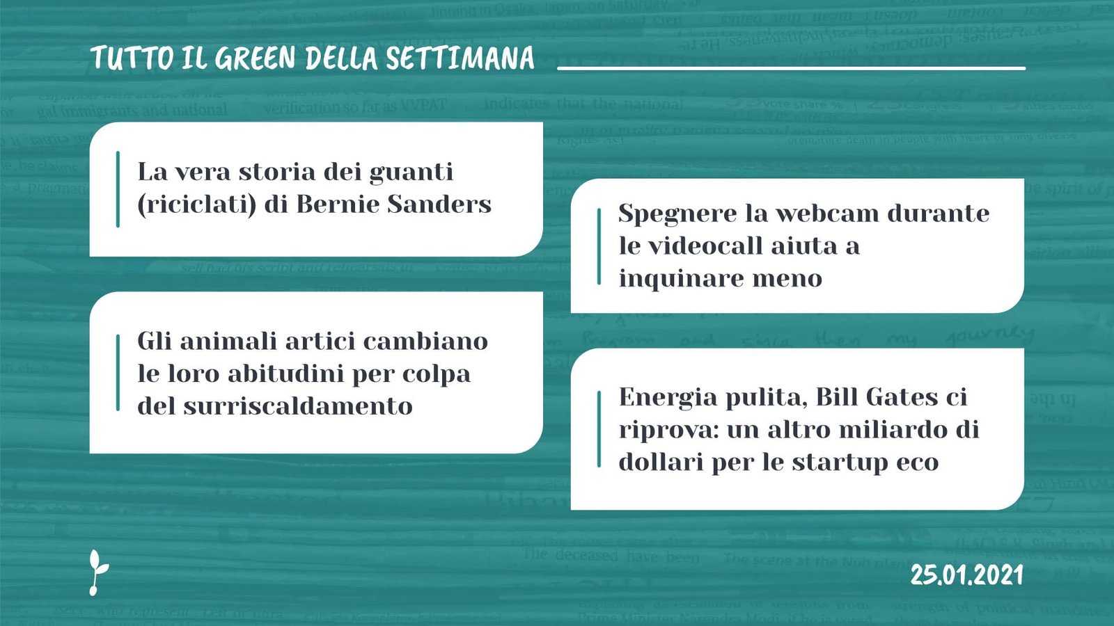 Tutto il green della settimana, 25 gennaio 2021