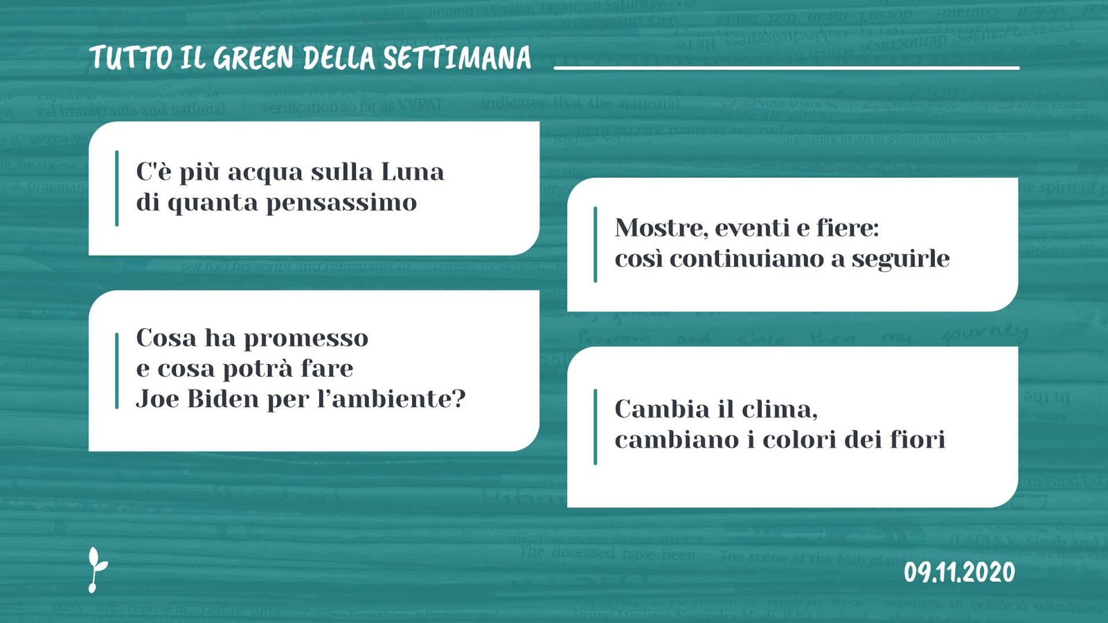 Tutto il green della settimana, 9 novembre 2020