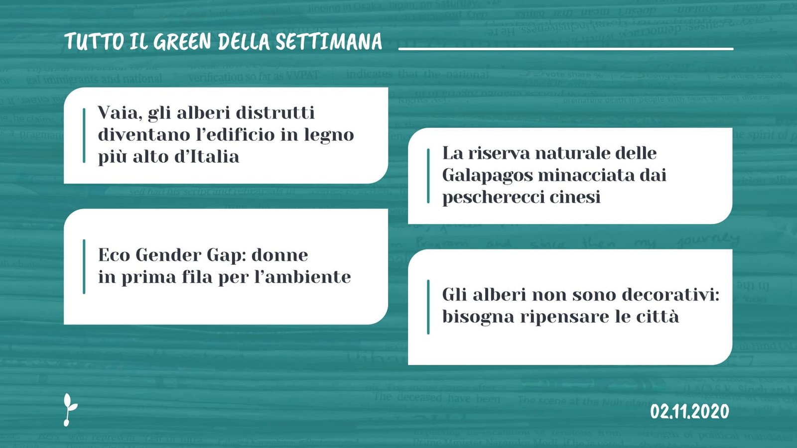 Tutto il green della settimana, 2 novembre 2020