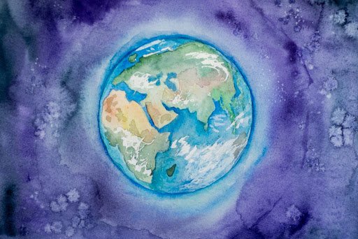 Illustrazione ad acquerello del pianeta Terra