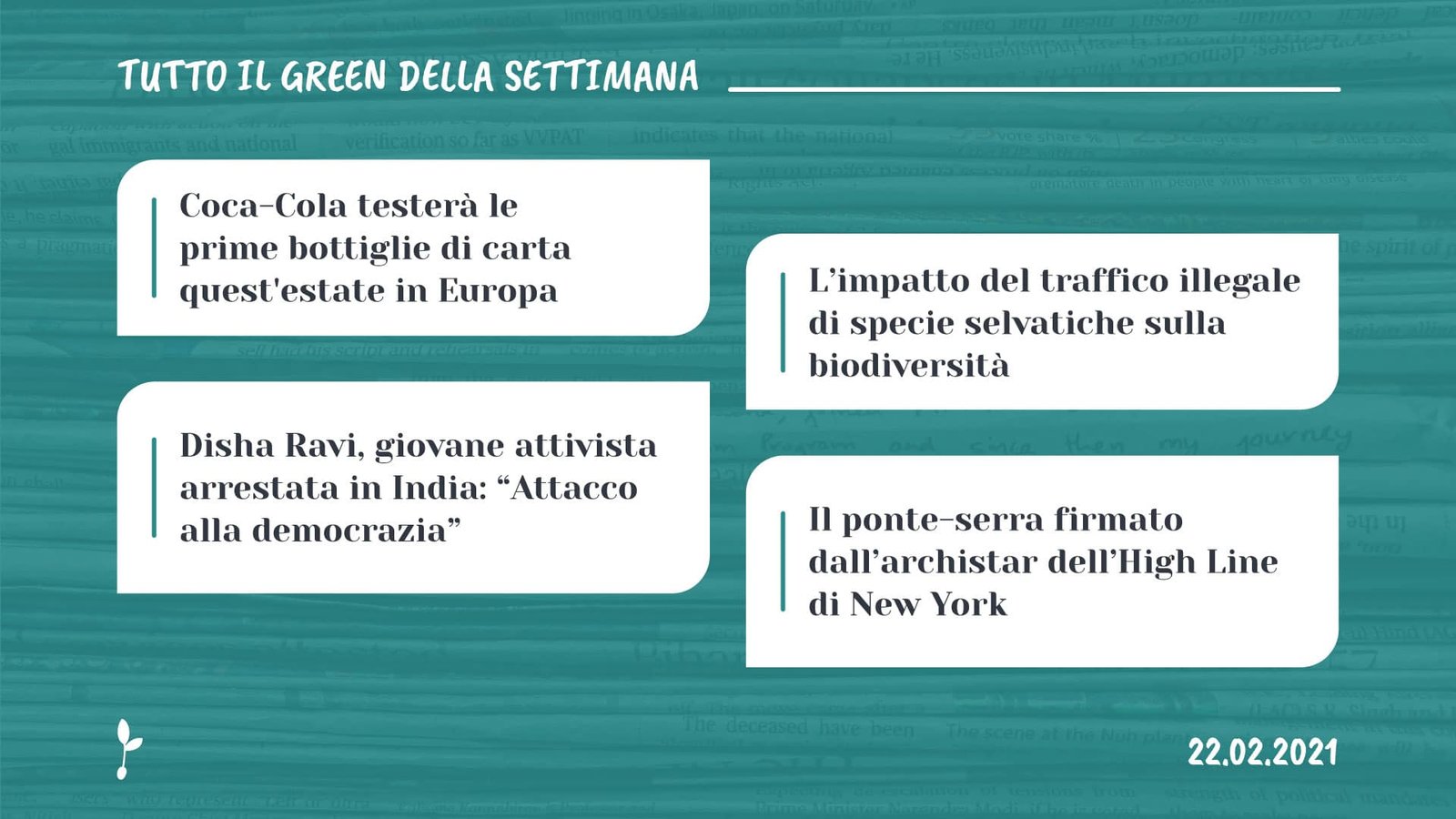Tutto il green della settimana, 22 febbraio 2021