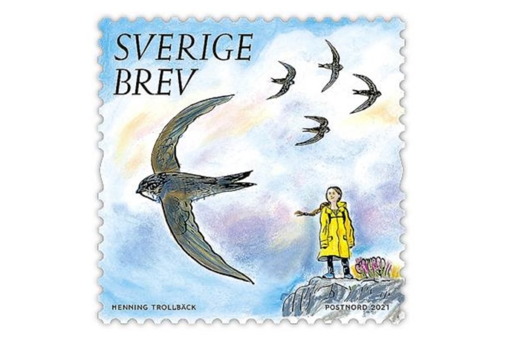 Francobollo svedese dedicato a Greta Thunberg