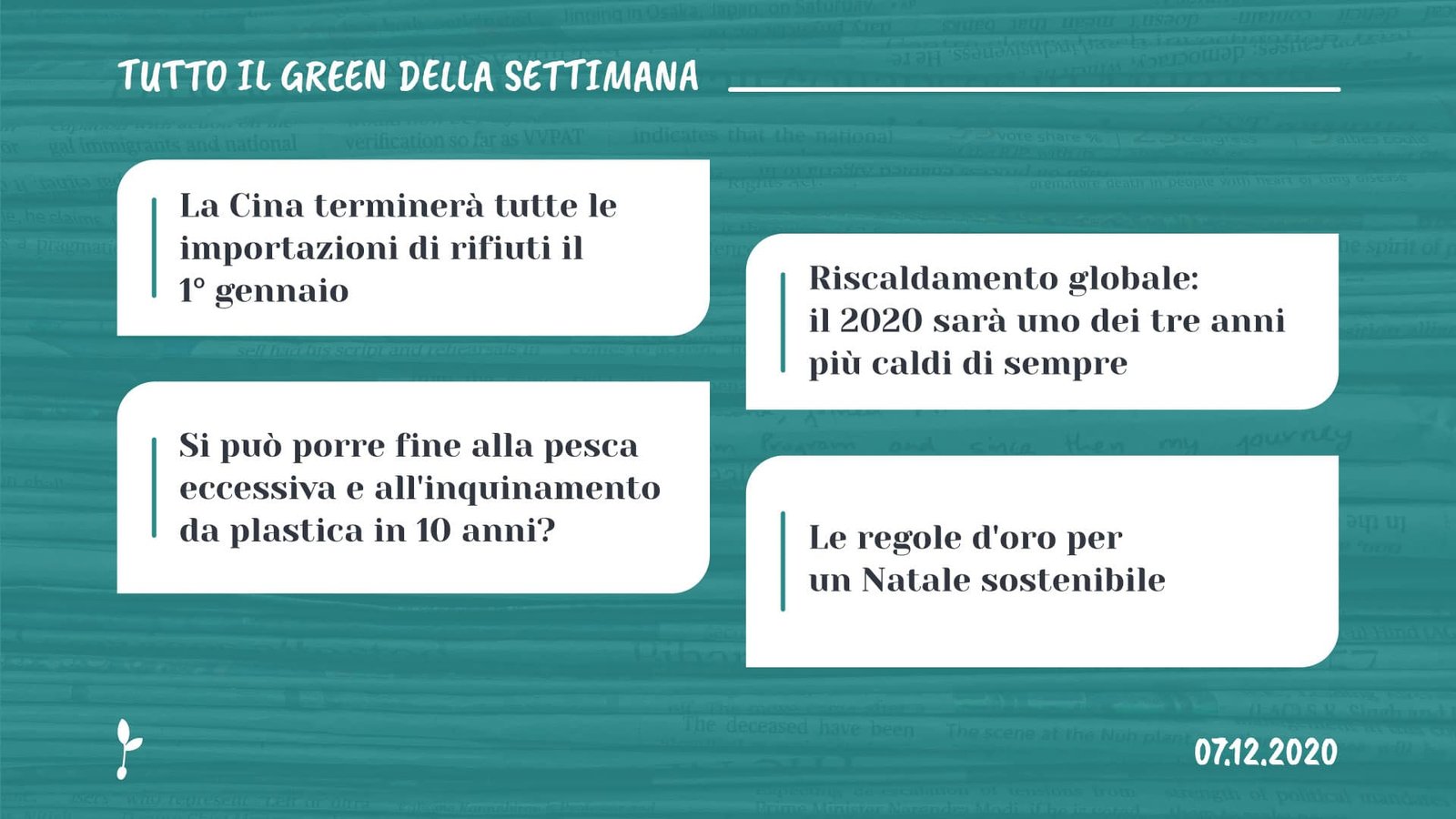 Tutto il green della settimana, 7 dicembre 2020