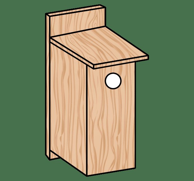 Illustrazione di una cassetta nido in legno a fronte chiuso