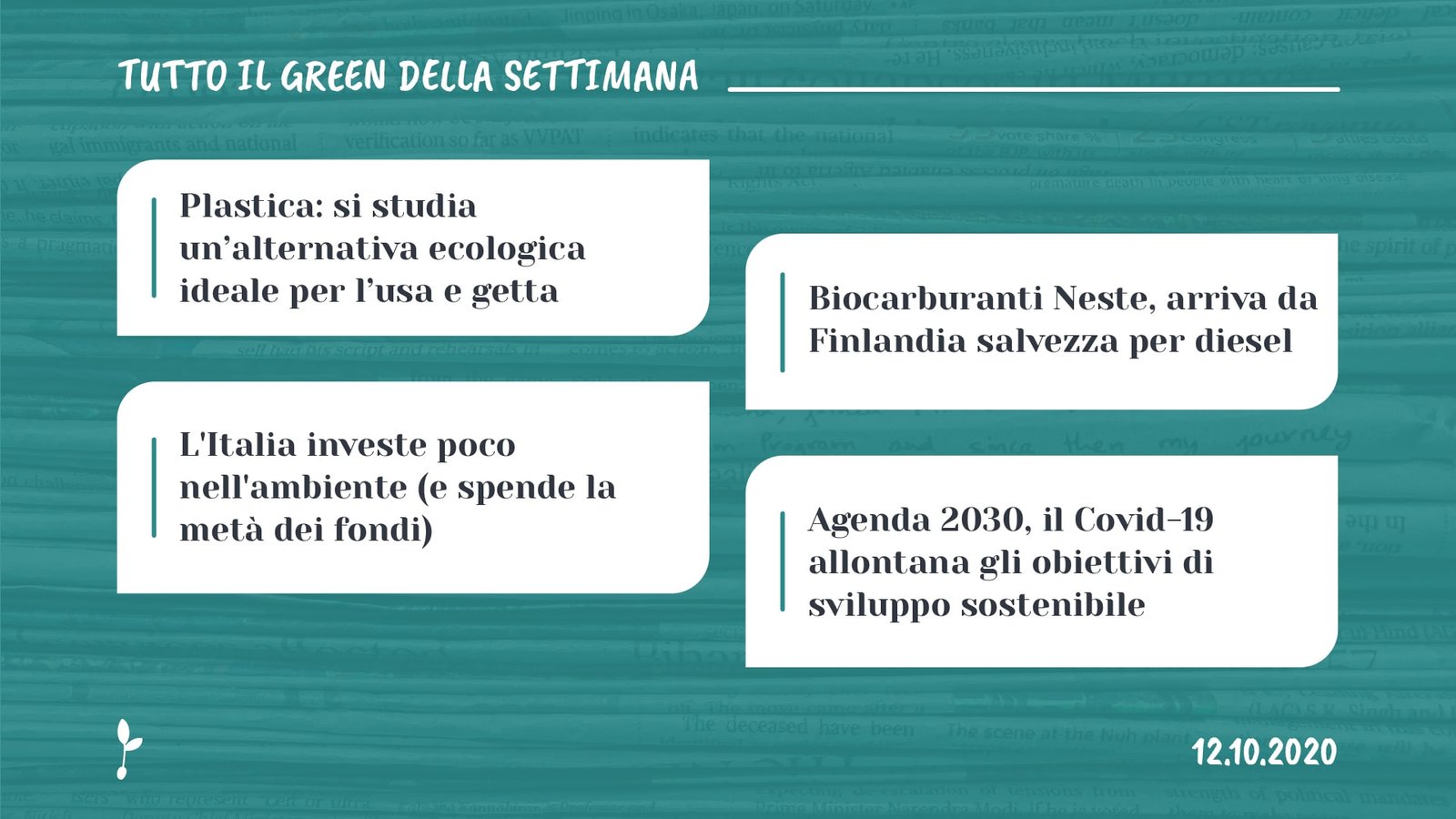 Tutto il green della settimana, 12 ottobre 2020