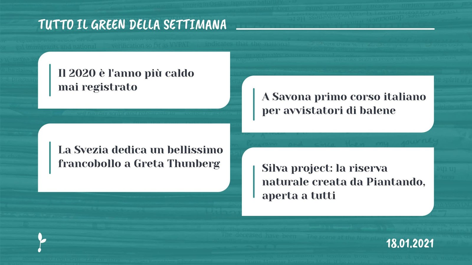 Tutto il green della settimana, 18 gennaio 2021