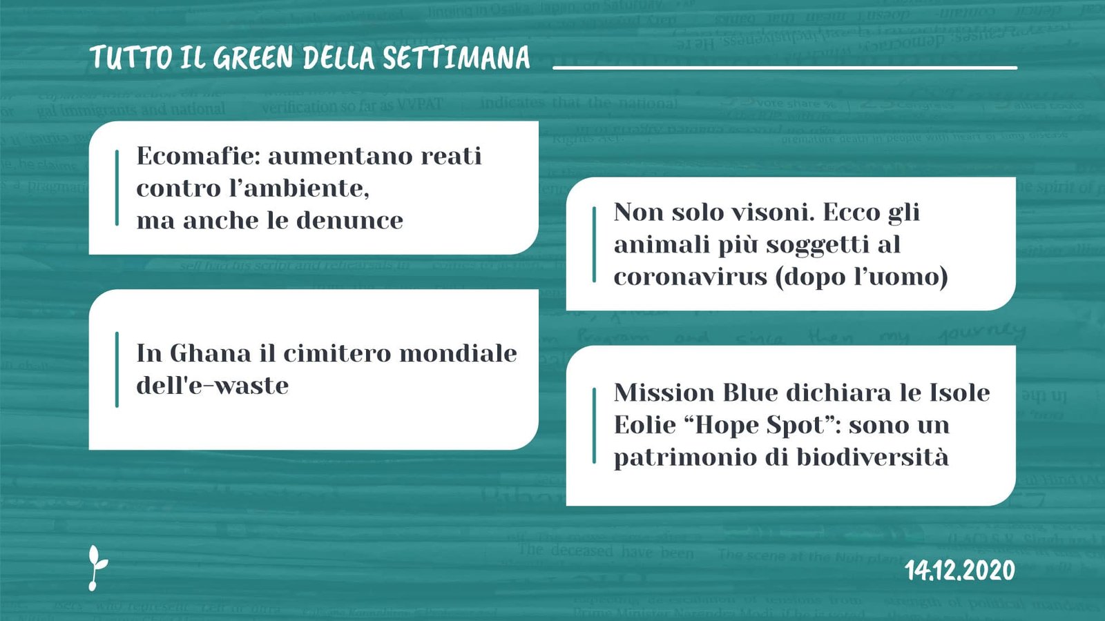 Tutto il green della settimana, 14 dicembre 2020