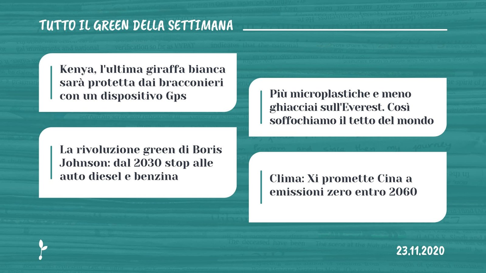 Tutto il green della settimana, 23 novembre 2020