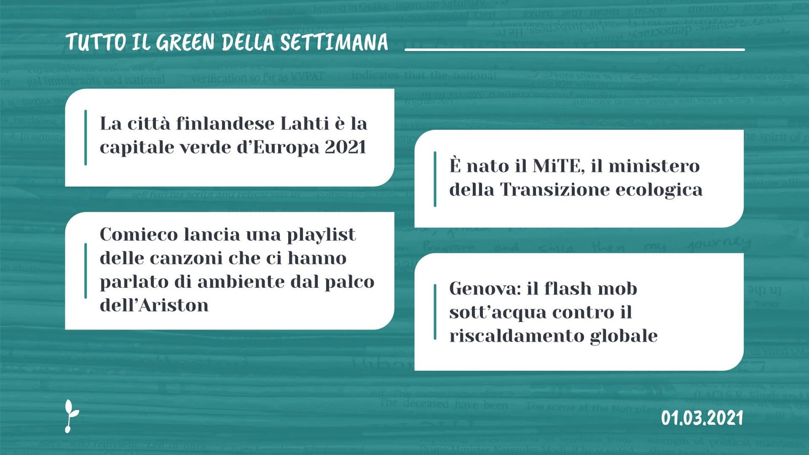 Tutto il green della settimana, 1 marzo 2021